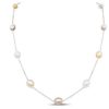 Freshwater Cultured Pearls By The Yard Necklace With Peach, Pink and White Pearls In Sterling Silver, 17 Inches