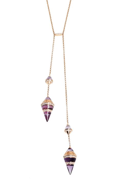 Versace Virya Amethyst Diamond 18K Rose Gold Sautoir Necklace