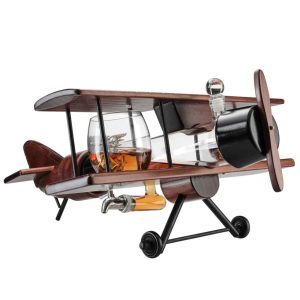 Whiskey Decanter Airplane Set And 2 Glasses