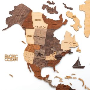 3D WOODEN WORLD MAP MULTICOLOR