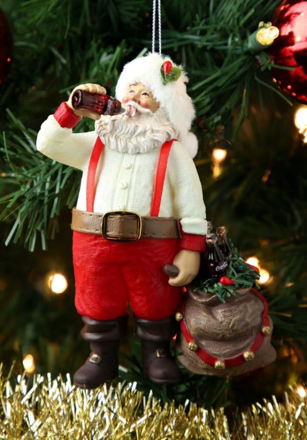 Santa Drinking Coca-Cola Molded Ornament