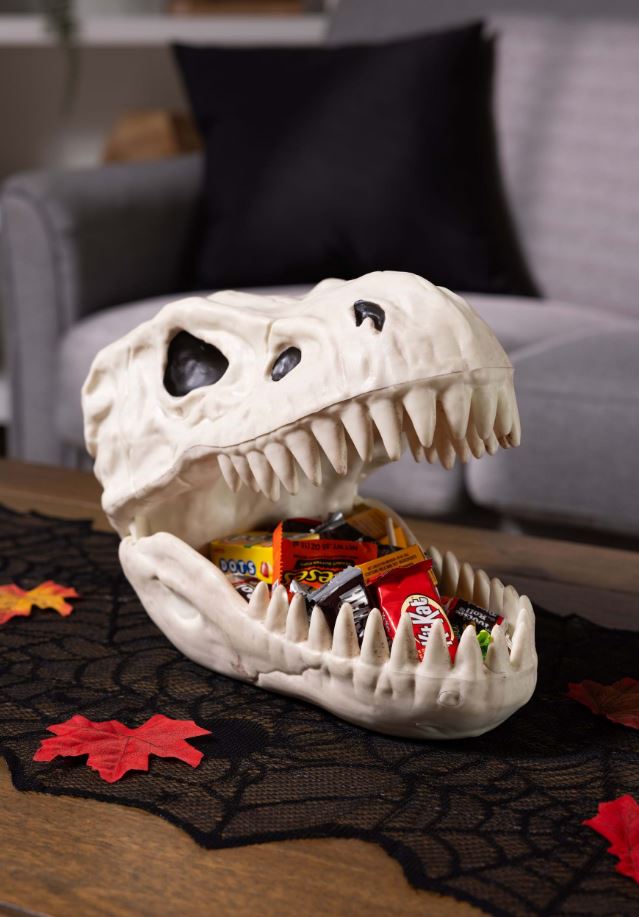7.5 T-Rex Skull Halloween Candy Bowl Decoration