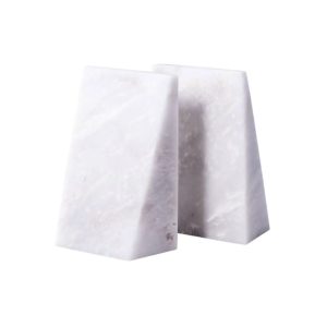 White Marble Wedge Bookends