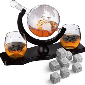 Bicycle Whiskey Decanter Sets with 2 Liquor Glasses