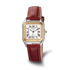 Charles Hubert Mens Red Leather Band Retro Watch