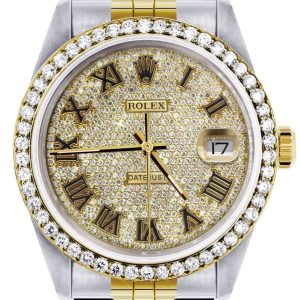 Diamond Gold Rolex Watch Full Diamond Roman Dial