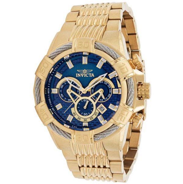 Invicta Bolt Chronograph Blue Dial Rose Gold Watch