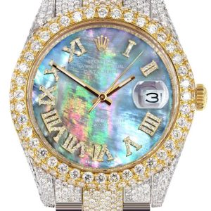 Womens Diamond Iced Out Rolex Datejust 41 | 25 Carats Of Diamonds