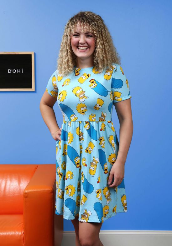 Cakeworthy Simpsons Family Toss Print Dress for Ladies