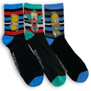 Pair of 3 The Simpsons Striped Socks for Adults